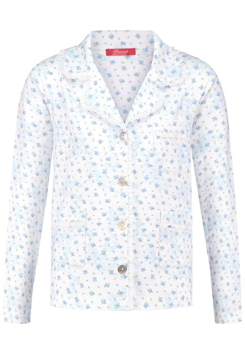 Blue Pajama Classic in soft cloth-blue small flower VELVET