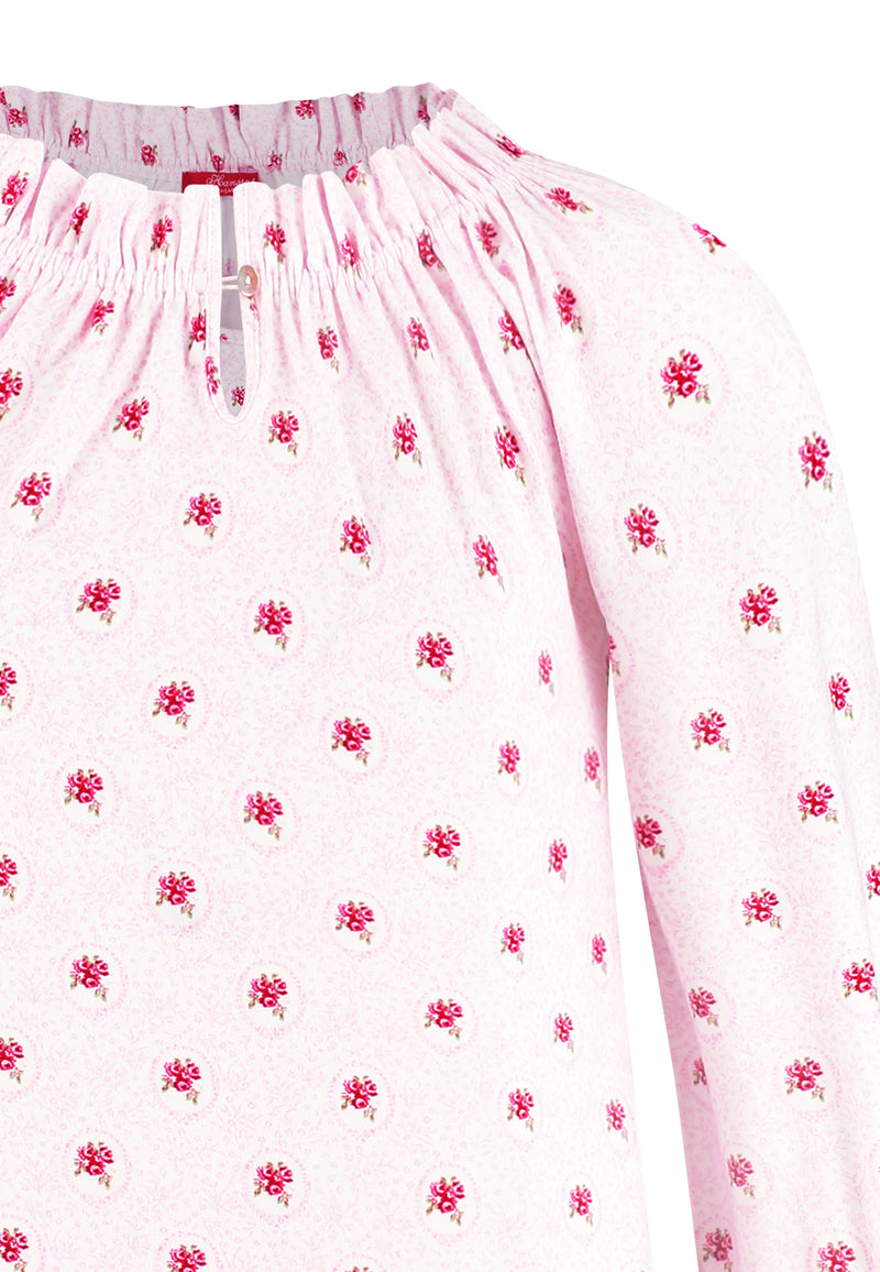 Pink Nightgown with fancy pockets soft cloth-allover medaillon