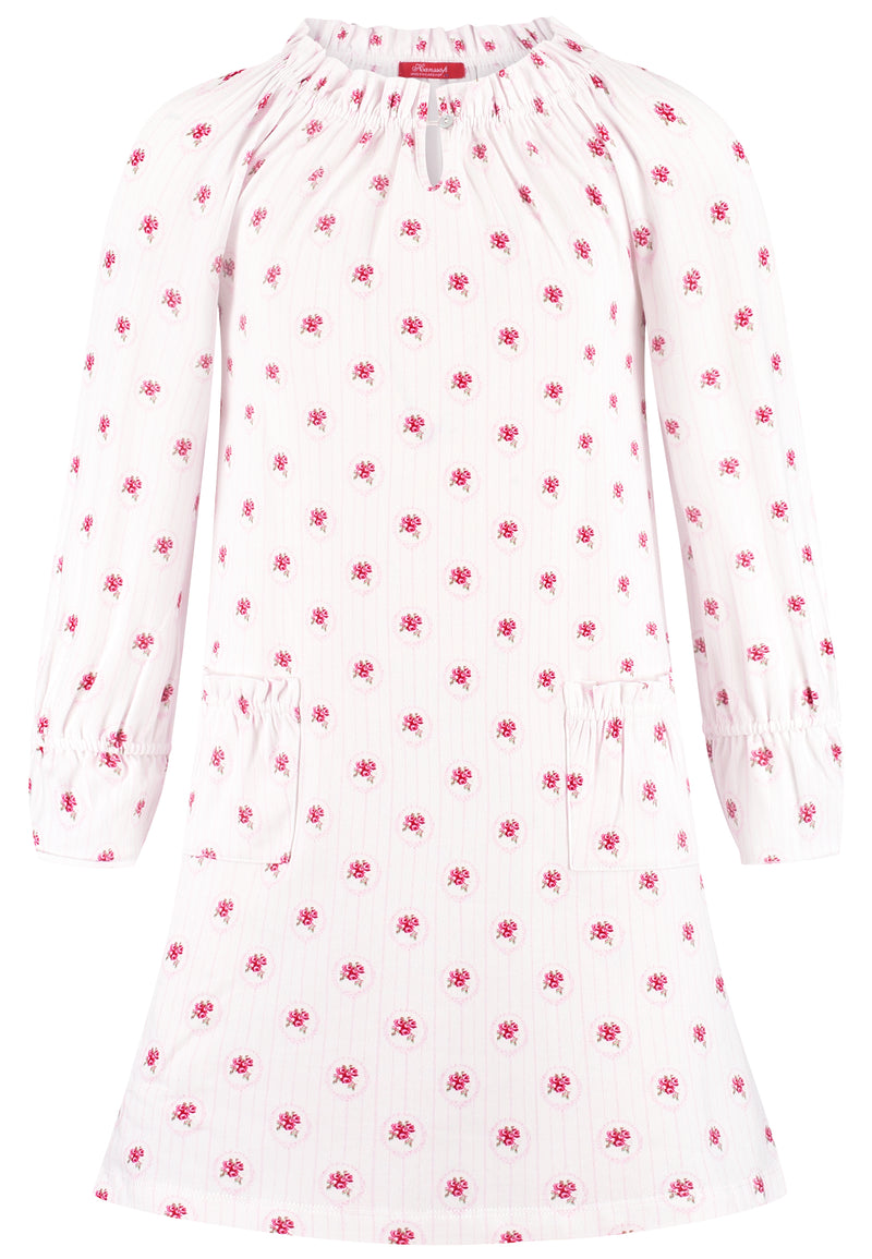 Pink Nightgown with fancy pockets soft cloth-stripe medaillon