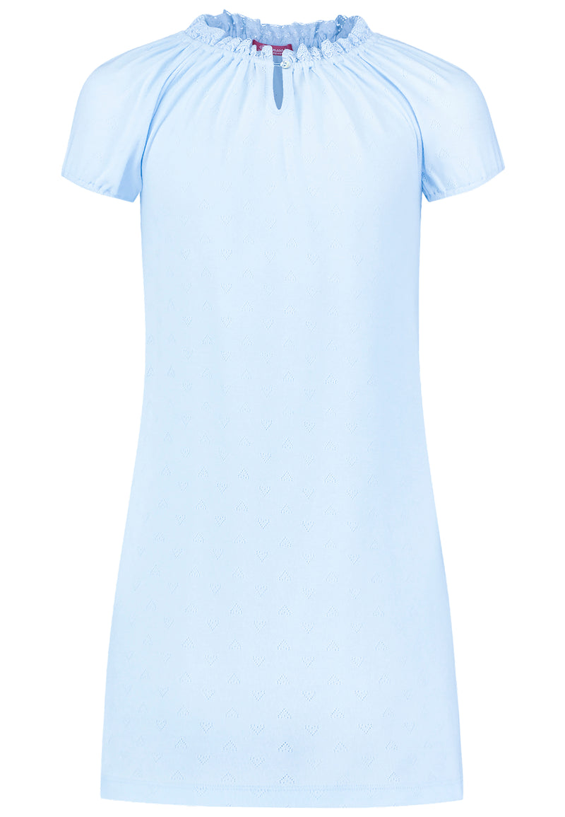 Lace Blue Nightgown round collar ajour cloth-heart