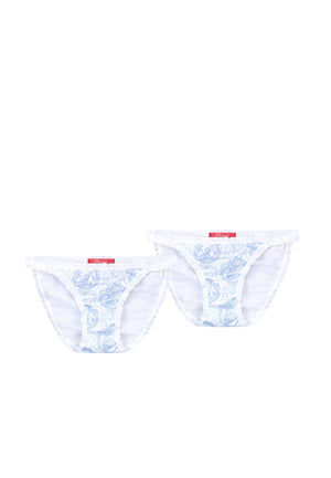Two Tanga's blue Toile girly ruffle edges
