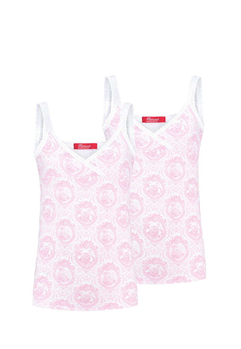 Two stylish Camisole pink Toile girly ruffle edges