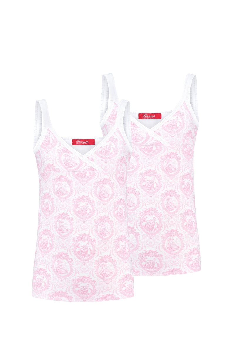 Two stylish Camisole pink Toile girly ruffle edges