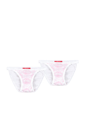 Two Tanga's pink Toile girly ruffle edges
