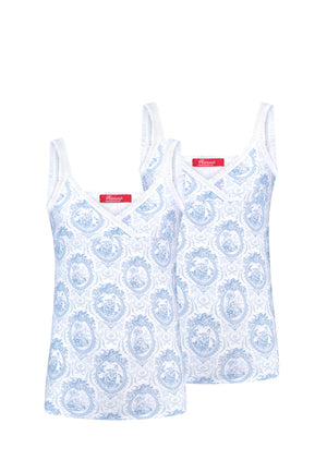 Two stylish Camisole blue Toile girly ruffle edges