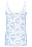 Luxury blue Toile camisole and tanga set for girls made from soft cotton with feminine ruffle edges. Comfortable, elegant and perfect fit. Available in many sizes.
