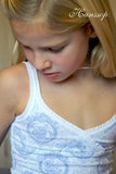 Luxury blue Toile camisole and tanga set for girls made from soft cotton with feminine ruffle edges. Comfortable, elegant and perfect fit. Available in many sizes.