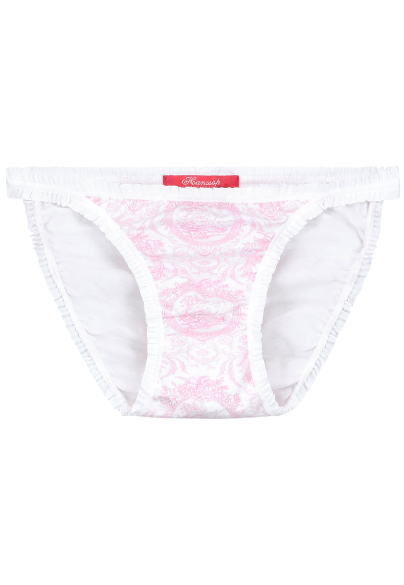 Two Tanga's pink Toile girly ruffle edges