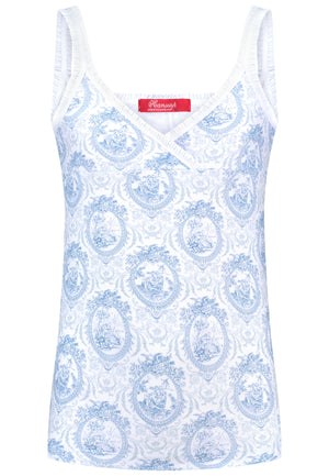 Camisole blue Toile girly ruffle edges