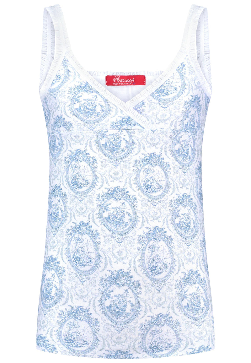 Two stylish Camisole blue Toile girly ruffle edges