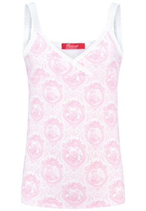 Camisole pink Toile girly ruffle edges