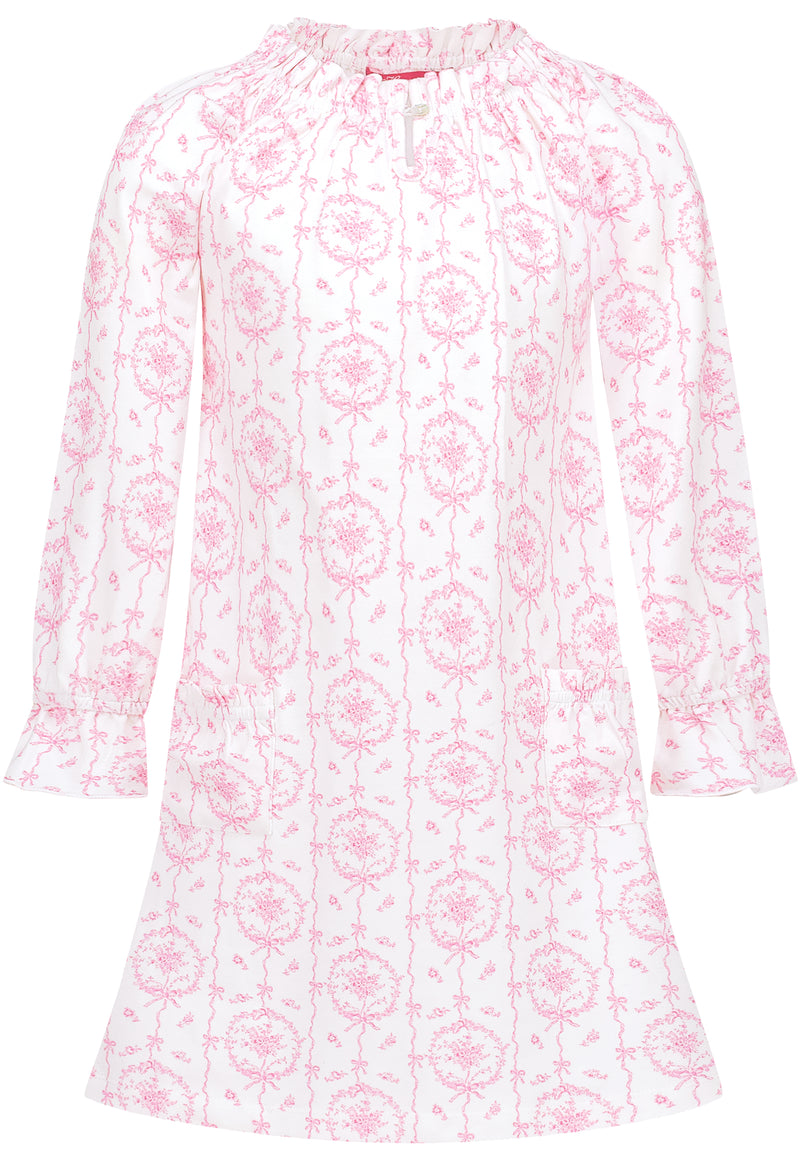 Pink Nightdress in soft cloth-pink bunch flower