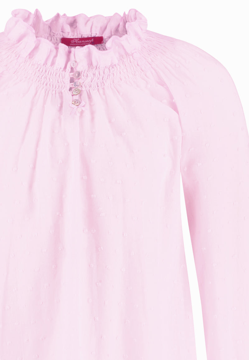 Pink Nightdress in soft cloth-pink with puf dots