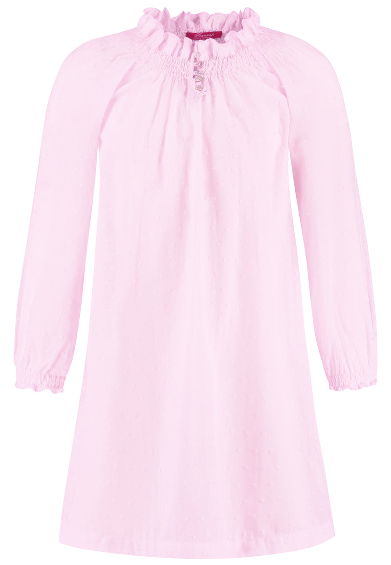 Pink Nightdress in soft cloth-pink with puf dots