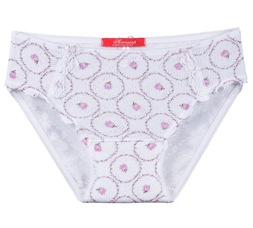 Luxury girls camisole and brief set in rose pink ajour cotton with lace details and cloth flower. Soft, breathable and handmade in Portugal. Available in many sizes.