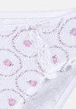 Luxury girls camisole and brief set in rose pink ajour cotton with lace details and cloth flower. Soft, breathable and handmade in Portugal. Available in many sizes.