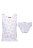 Set Lace Camisole and Brief – Ajour Rose Pink with Cloth Flower | 100% Cotton Girls Underwear