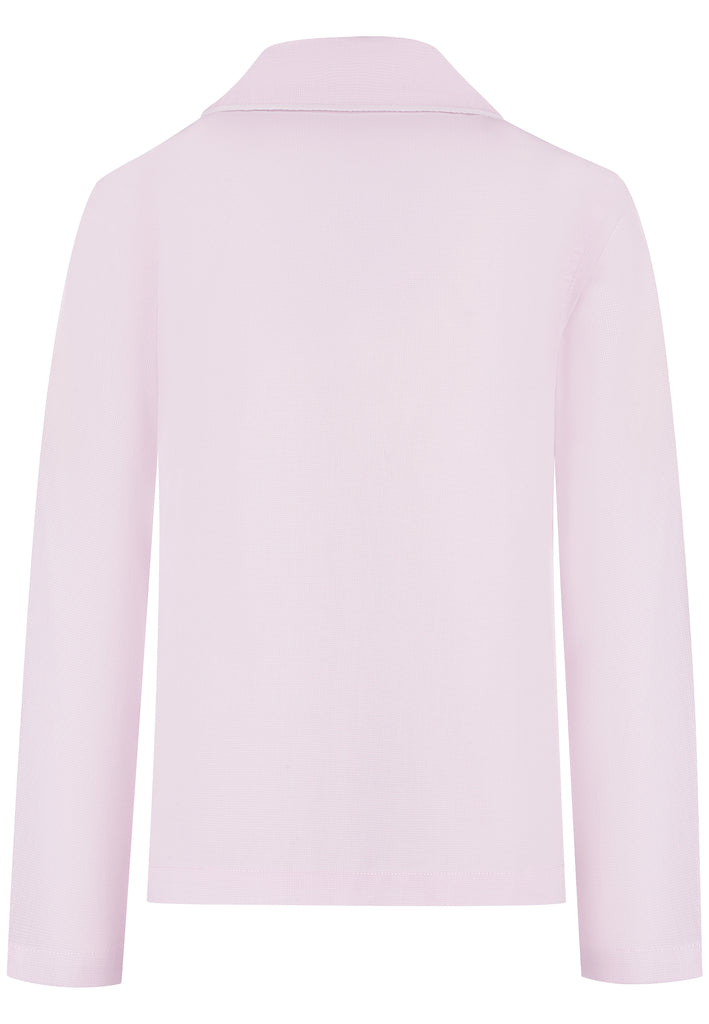 Elegant pink girls pajama in 100% combed cotton. Soft, breathable and comfortable with pearl buttons. Perfect for sleep or lounging. International shipping.