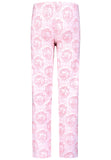 Elegant pink toile girls’ pajamas made from soft cotton with lace edges and pearl buttons. Comfortable, breathable, and perfect for sleeping or relaxing at home.