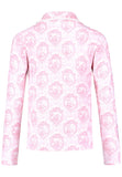 Elegant pink toile girls’ pajamas made from soft cotton with lace edges and pearl buttons. Comfortable, breathable, and perfect for sleeping or relaxing at home.