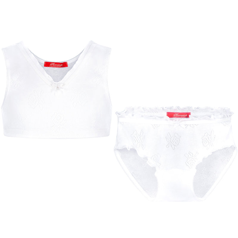 White Set Sport Top and matching White Brief ajour cloth-rose - Underwear and nightwear for Children - Hanssop