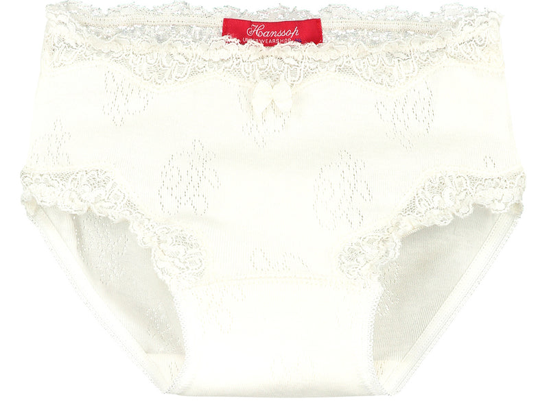 Lace Brief in ivory ajour cloth-flower - Underwear and nightwear for Children - Hanssop