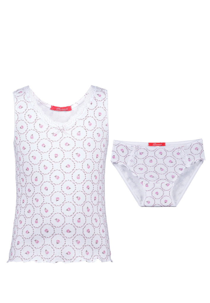 Set Lace Camisole and Brief in ajour Rose pink cloth-flower - Underwear and nightwear for Children - Hanssop