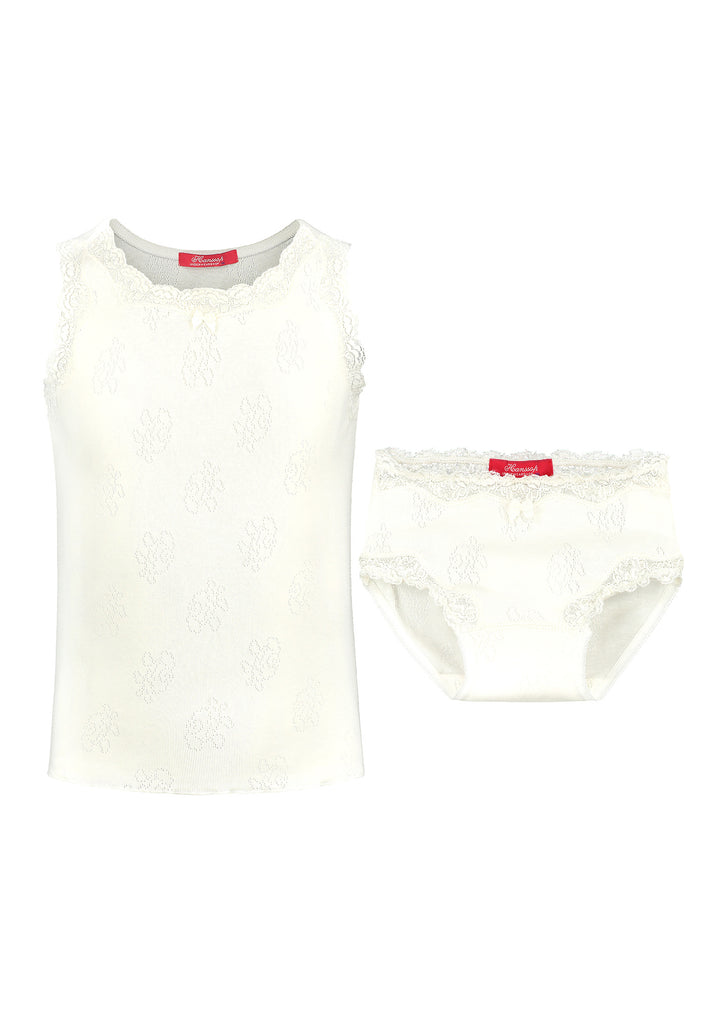 Set Lace Camisole and Brief in ivory ajour cloth-flower - Underwear and nightwear for Children - Hanssop