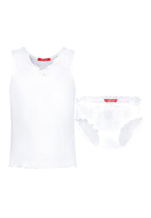 Set White Camisole and Brief ajour cloth-rose - Underwear and nightwear for Children - Hanssop