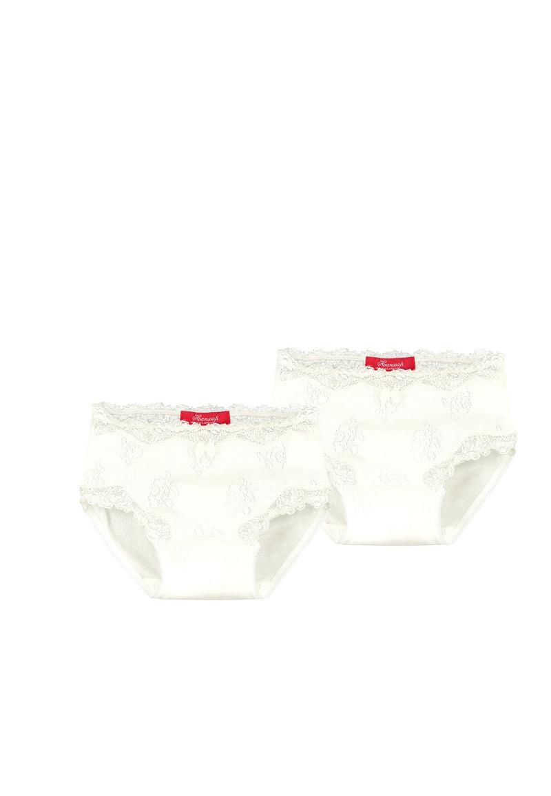 Two Lace Briefs in ivory ajour cloth-flower - Underwear and nightwear for Children - Hanssop