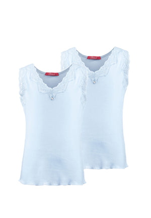 Two Lace Camisoles in blue ajour cloth-heart - Underwear and nightwear for Children - Hanssop