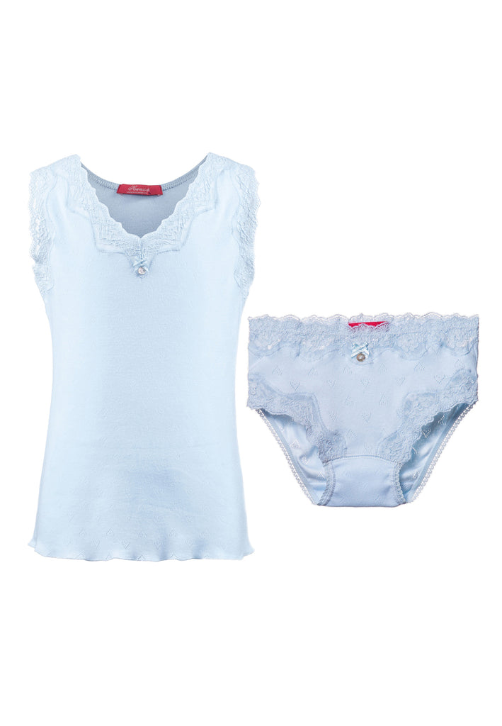 Set Lace Camisole and Brief in blue ajour cloth-heart - Underwear and nightwear for Children - Hanssop
