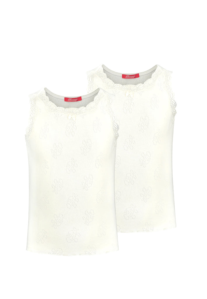 Two Lace Camisoles in ivory ajour cloth-flower - Underwear and nightwear for Children - Hanssop