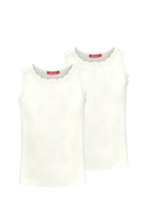 Two Lace Camisoles in ivory ajour cloth-flower - Underwear and nightwear for Children - Hanssop