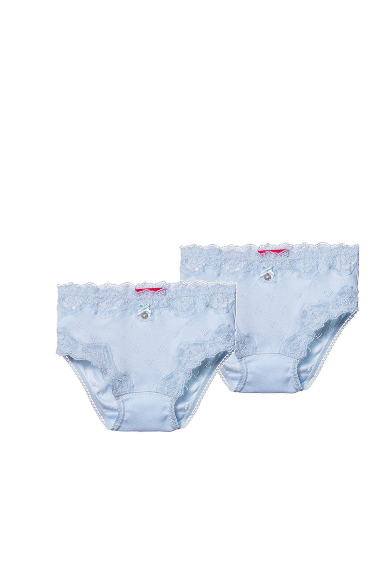 Two Lace Brief in blue ajour cloth-heart - Underwear and nightwear for Children - Hanssop