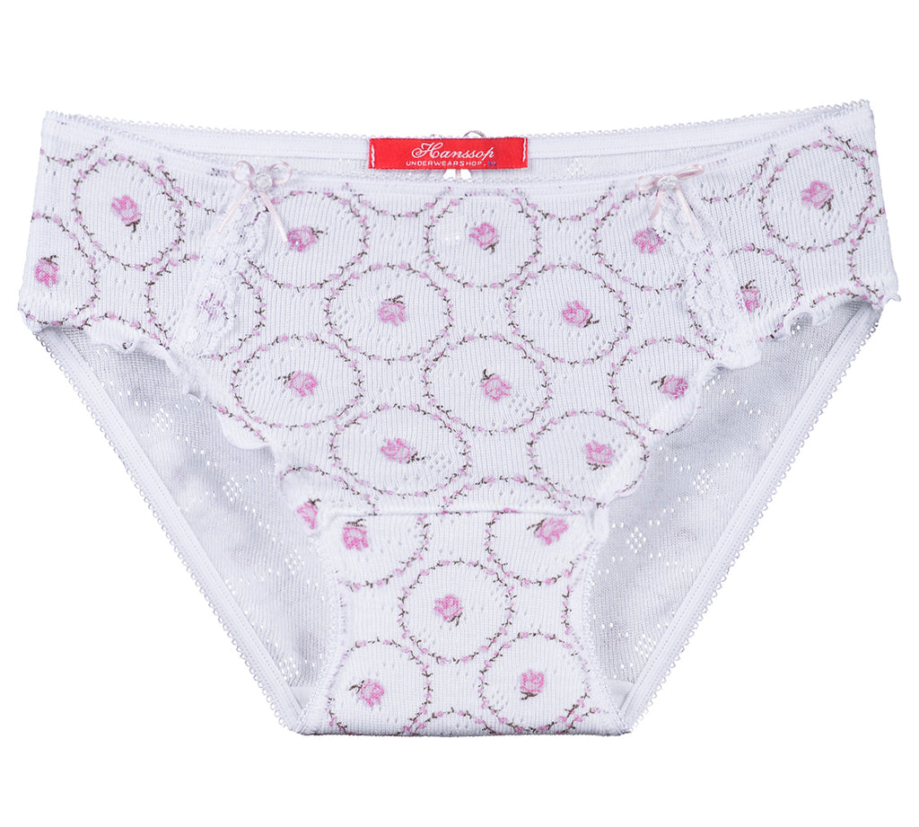 Luxury girls camisole and brief set in rose pink ajour cotton with lace details and cloth flower. Soft, breathable and handmade in Portugal. Available in many sizes.