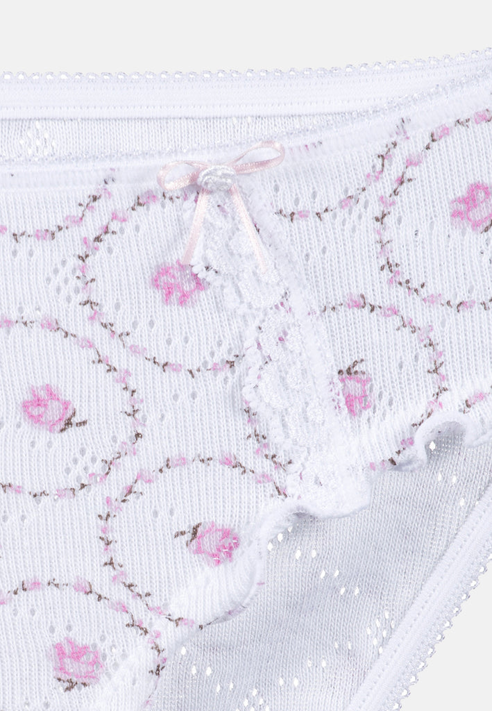 Luxury girls camisole and brief set in rose pink ajour cotton with lace details and cloth flower. Soft, breathable and handmade in Portugal. Available in many sizes.