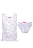 Set Lace Camisole and Brief – Ajour Rose Pink with Cloth Flower | 100% Cotton Girls Underwear