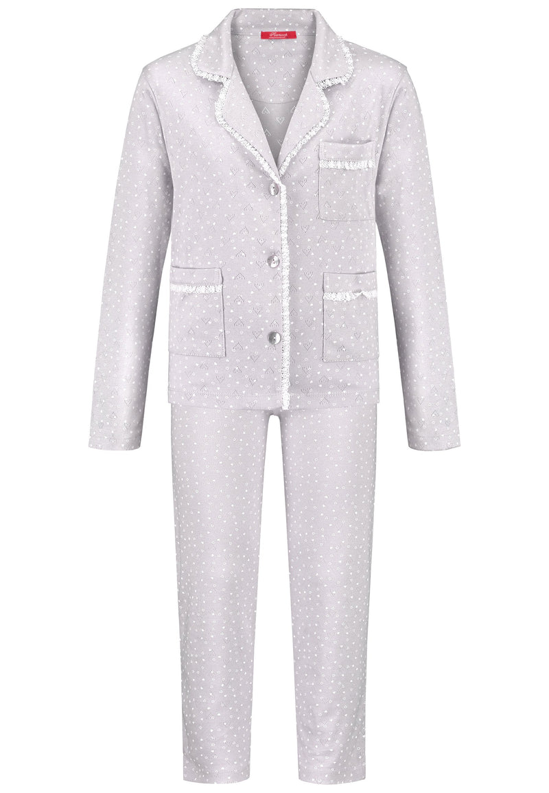 Beige Pajama Classic in soft cloth-heart ajour - Underwear and nightwear for Children - Hanssop